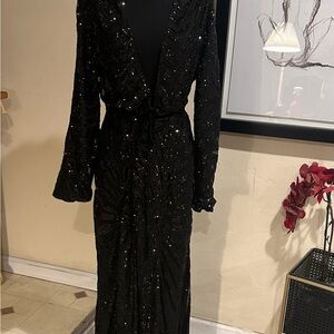 NEW Black Sequin Long Sleeve Dress